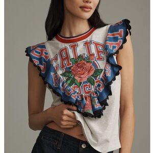 🌆Anthropologie California Reworked Sporty TeeMaeve NEW Medium CA Rose